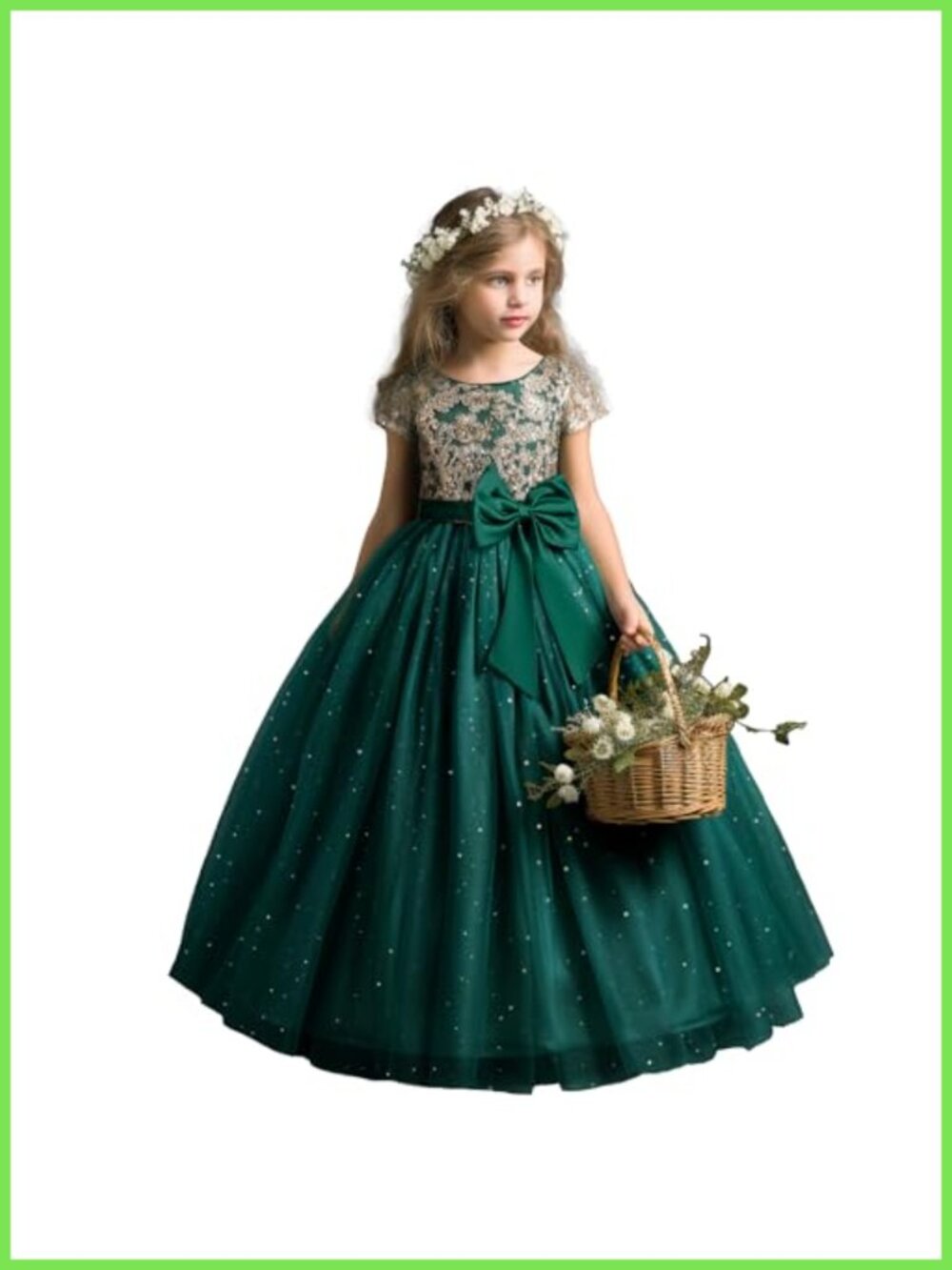 Girls Lace Princess Dress Sequin Tulle Ball Gown Formal Pageant